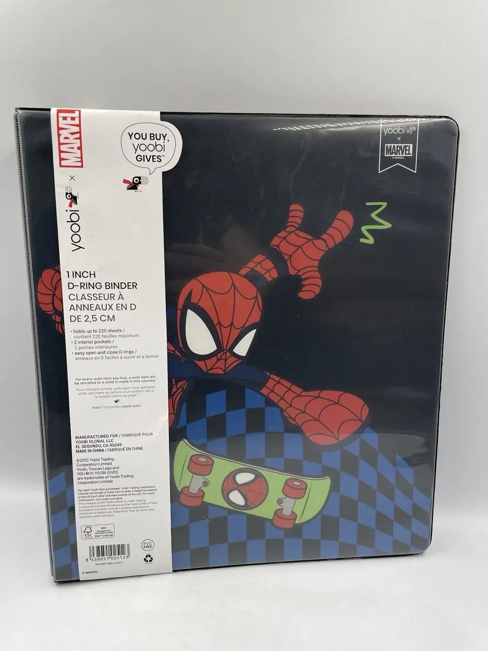 Yoobi Marvel Spider-Man 1-inch D-ring Binder NEW With Tags